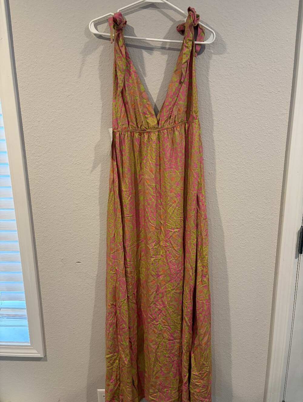 NEW MAAJI Womens Pink Green Vintage Floral V Neck Sleeveless Maxi Dress Size Sm